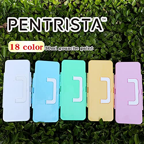 PENTRISTA Gouache Paints Set, 18 Colors*30ml, Jelly Gouache Paint Set with Portable Box, Non Toxic Paint for Canvas and Paper, Art Supplies for PENTRISTA
