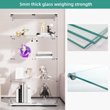 Elegant FYSHERAN White Glass Cabinet Display Case for Collectibles and Home Décor FYSHERAN