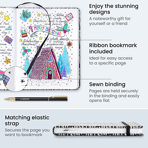 ARTEZA Journal Gift Set, 6 x 8 Inches, 96-Sheet Notebook with Double-Sided Lined Paper and 1 Black Ink Pen, Black and White Design, Office Supplies ARTEZA