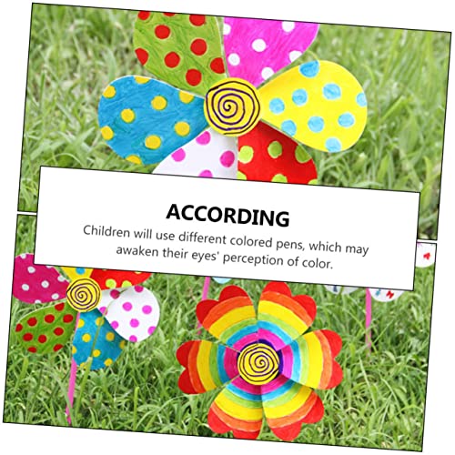 FUNOMOCYA 8pcs Hand-Painted Windmill White Craft Pinwheels Kids Hand Windmill Pinwheel Toy Unfinished Pinwheels DIY Paper Windmills Pinwheels Crafts FUNOMOCYA