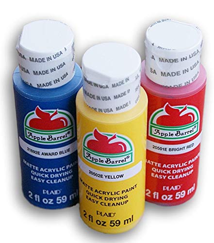 Primary Colors Matte Acrylic Paint Set - Red, Blue, Yellow Apple Barrel