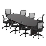 GOF 6FT, 8FT, 10FT Conference Table & Chairs (G10900B) Set, Dark Cherry, Espresso, Artisan Grey, Mahogany, Walnut (10FT with 8 Chairs, Espresso) GOF