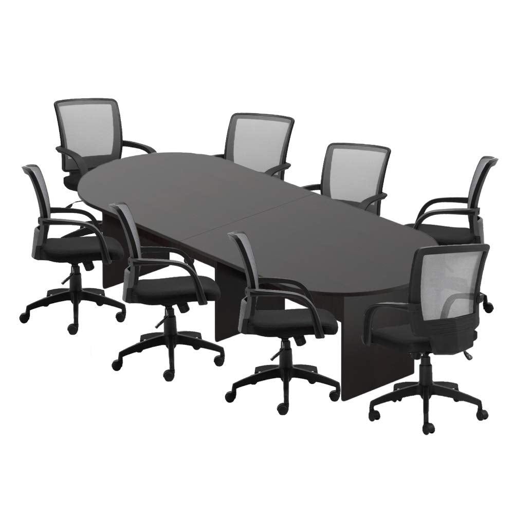 GOF 6FT, 8FT, 10FT Conference Table & Chairs (G10900B) Set, Dark Cherry, Espresso, Artisan Grey, Mahogany, Walnut (10FT with 8 Chairs, Espresso) - WoodArtSupply