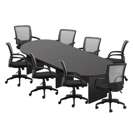 GOF 6FT, 8FT, 10FT Conference Table & Chairs (G10900B) Set, Dark Cherry, Espresso, Artisan Grey, Mahogany, Walnut (10FT with 8 Chairs, Espresso) GOF