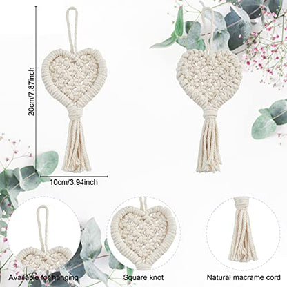 WEBEEDY 4 Sets Make Your own Mini Macrame Heart Ornaments Macrame DIY Kit for Adults Beginners - WoodArtSupply