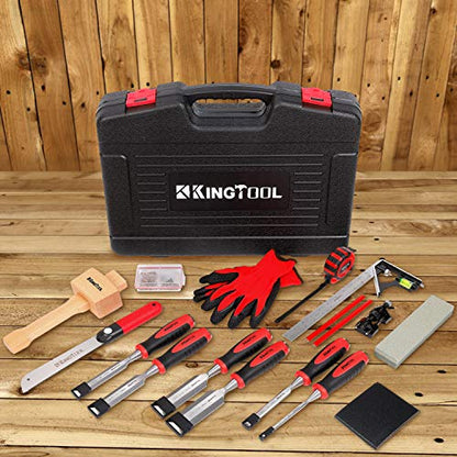 KingTool 87 Pc. Advanced Wood Chisel Set with Storage Case Including Superior Chisels | Heat-Treated Cr-V Alloy Blades Premium Chisel Set for - WoodArtSupply