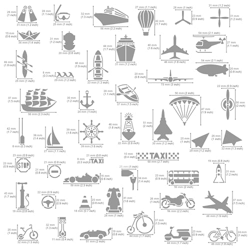 Aleks Melnyk #46 Vehicle Metal Stencils, Pirate Ship Stencil, Lighthouse Stencil for Painting, Hot Air Balloon Stencil, Stainless Steel Journal - WoodArtSupply