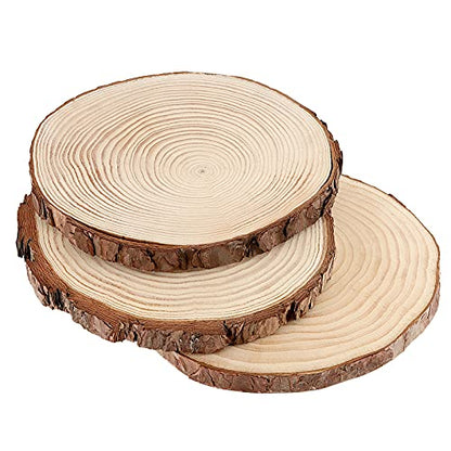 JOIKIT 5 PCS 8-9 Inch Unfinished Woods Slices, Natural Round Rustic Wood Slices for Centerpieces, Wooden Circles for DIY Craft, Christmas, Rustic - WoodArtSupply