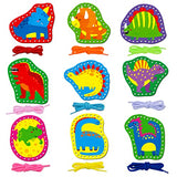 9 Pieces Kids Lacing Cards, Double Sided Sewing Cards in 9 Dinosaurs with 9 Colorful Laces, Imagination Development Lacing Toys Games for Children SpriteGru