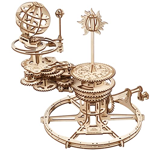 UGEARS Mechanical Tellurion 3D Puzzle Planetarium Solar System Model Kit for Self-Assembly Idea Earth and Moon Jigsaw 3D Wooden Puzzles for Adults UGEARS