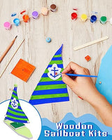 Jenaai 10 Pcs DIY Wooden Boat Kits Wooden Sailboat to Paint Decorate Unfinished Wood Blank Craft Model Boat Toy Sailboat Building Activities for Kids Jenaai