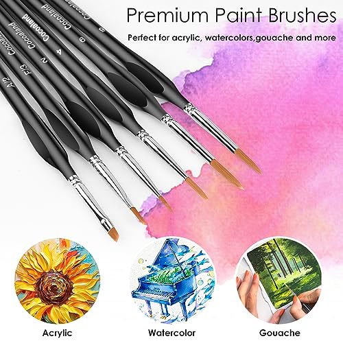 Miniature Paint Brushes,10Pcs Small Fine Tip Paintbrushes, Micro Detail  Black
