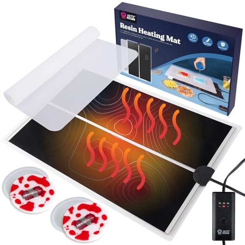 LET'S RESIN Upgrade Resin Heating Mat, Faster Curing Auto-Off Lightweight Heating Mat with Timer & Elastic Silicone Mat, Undeformed Quick Resin Dryer