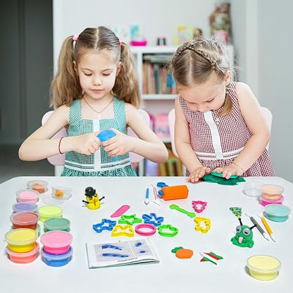 Aclarastra Air Dry Modeling Clay Kit 30 Colors Molding Magic Clay Set with Frame Tool DIY Art Craft Gift for Kid Boy Girl 4 5 6 7 8 Year Olds,