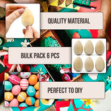 Set of 6 pcs Unpainted Easter Wooden Eggs 2.6'', Paintable Easter Eggs to Decorate, Spring Craft, Wooden Fake Eggs for Chickens, DIY Egg Easter AEVVV