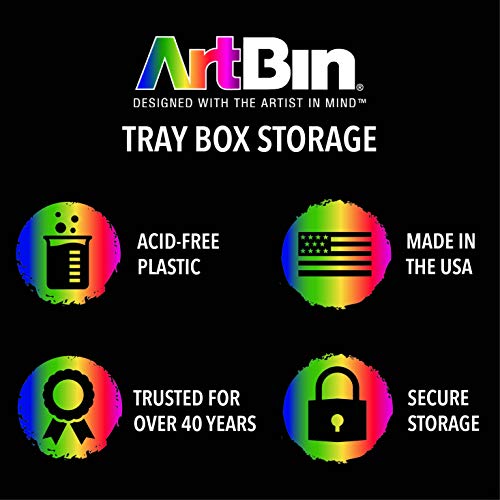 ArtBin 6918AB Twin Top 17 inch Supply Box, Portable Art & Craft Supply Organizer with Handle, [1] Plastic Storage Case, Black ArtBin