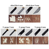 KAKURI Japanese Wood Carving Knife Set (5 Pcs) Made in Japan, Professional Wood Carving Tools for Linoleum Carving, Linocut, Printmaking, AOGAMI Blue KAKURI