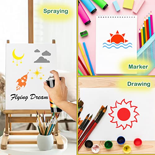 Star Cloud Moon Stencils for Painting Space Paint Stencil for Wall Card Making Art Craft Reusable Stars Template for Kids Drawing on Canvas Fabric yhslmh