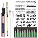 Rechargeable cordless Electric Micro Engraver Pen Mini DIY Engraving Tool Kit for Metal Glass Ceramic Plastic Wood Jewelry with 30 Bits and 16 Ryoma