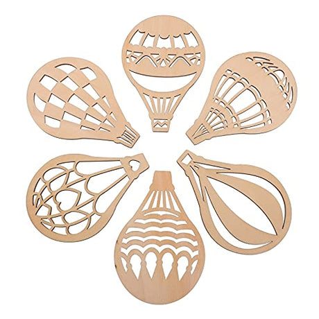 BESPORTBLE Blank Wood Chips 30pcs Unfinished Wood Cutouts Hot Air Balloon Cutout Mini Wood Pieces Race Derby Balloon Door Hanger for Craft DIY BESPORTBLE