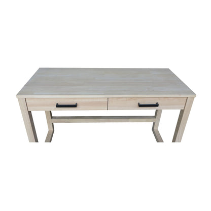 IC International Concepts International Concepts Carson Solid Wood Desk with Two Drawers, Unfinished - WoodArtSupply