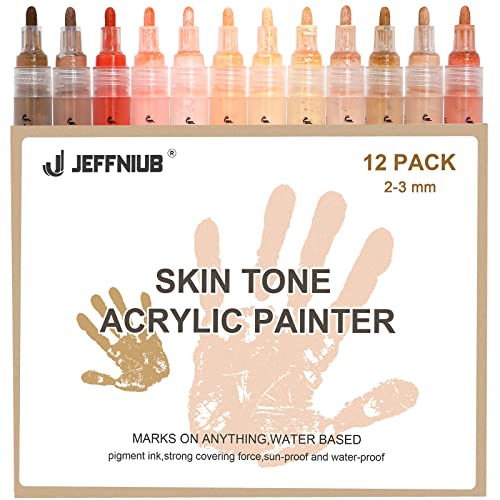 YOOHO Skin Tone Acrylic Paint Pens, Paint Markers for Wood,Glass,Fabric,Rocks Painting Paint Pens (2mm skin tone) YOOHO