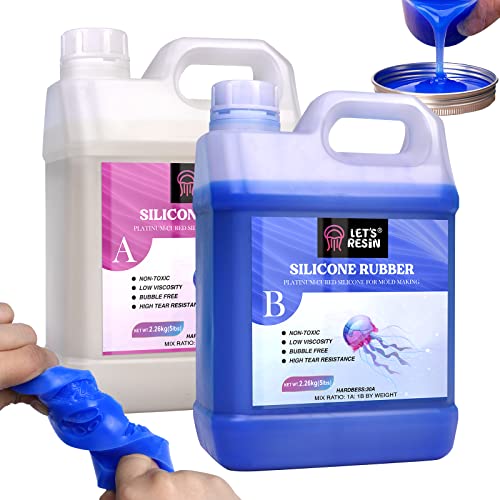 LET'S RESIN Silicone Mold Making Kit 30A,160oz/10Lbs Durable Mold Making Silicone Rubber, Fast Cure Platinum Cured Silicone, Self-Degassing Molding LET'S RESIN