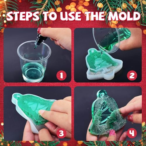 9 Styles Christmas Resin Molds, Rifanda Ornament Resin Mold Christmas Silicone Molds for Epoxy Resin for DIY Necklace Earrings Pendants, Epoxy Resin Rifanda