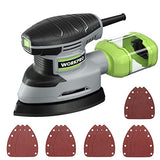 WORKPRO Detail Sander, 13,000 OPM Compact Electric Sander with Dust Collector, 1.6Amp Power Sander with 15PCS Sanderpapers for Tight Spaces WORKPRO
