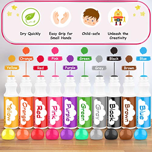 Soucolor Washable Dot Markers for Toddlers Kids Preschool, 10 Colors 2 oz Bingo Daubers Paint Markers Set with 48 Pages Tearable Activity Book for Soucolor