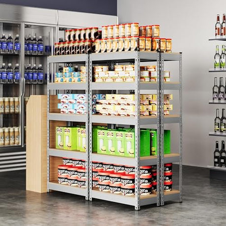 Topeakmart 5-Tier Utility Shelves, Metal Storage Shelves Garage Shelving Unit Adjustable Garage Storage Shelves Storage Racks Heavy Duty Shed Topeakmart