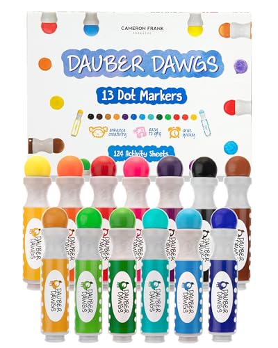 Washable Dot Markers 13 Pack With 124 Activity Sheets For Kids, Gift Set With Toddler Art Activities, Preschool Children Arts Crafts Supplies Kit,