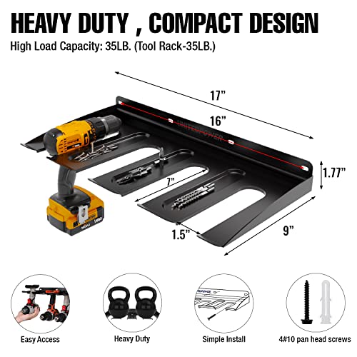 UNITEDPOWER Electric Drill Storage Rack, Holds 4 Drills, 2022 Upgraded Wall Mounted Power Tool Organizer for Workshop, Shed, Garage, Home (Drill - WoodArtSupply