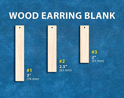 30pcs Unfinished Wood Earring Blank,Wood Strip Blank, Rectangle Laser Cut Unfinished Wood Cutouts (Mix Sizes) - WoodArtSupply