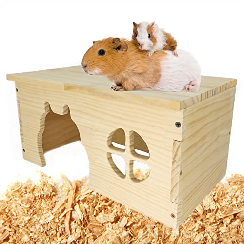Wooden Guinea Pig Hideout, Chinchilla House, Baby Rabbit House, Dwarf Bunny Hut Hideout Wood, Small Animal Hideout for Rats, Hedgehog CAREUPET
