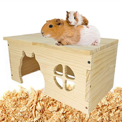 Wooden Guinea Pig Hideout, Chinchilla House, Baby Rabbit House, Dwarf Bunny Hut Hideout Wood, Small Animal Hideout for Rats, Hedgehog - WoodArtSupply