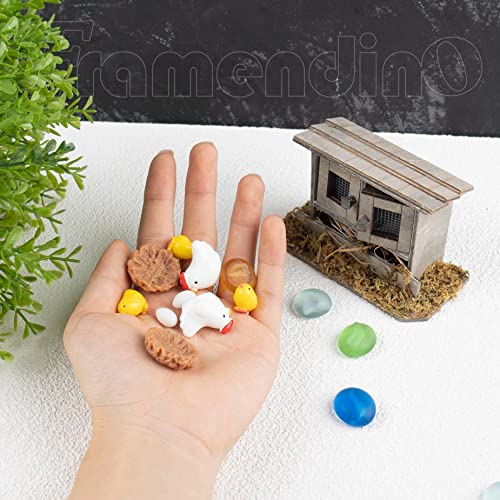 Framendino, 10 Pack Mini Wooden Family Chicken Coop Egg Chicken Nest Hen Ornament Fairy Garden Decor Framendino
