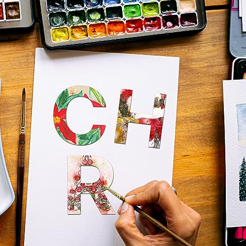 BILLIOTEAM 26 PCS 6" Wooden Craft Letters,Natural Blank Unfinished Wooden Capital Alphabet Letters for Kids Learning Gift,DIY Painting,Letter