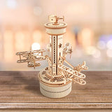 ROKR 3D Wooden Puzzles for Adults Mechanical Music Box-Airplane Tower, DIY Rotating Music Box Model Building Kits for Teens, DIY Crafts/Hobbies/Gifts ROKR
