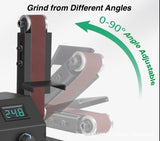 Mefape Mini Belt Sander w/Variable Speed Control & Digital Display, 350W Power Sander for Woodworking Metal Precision Angle Adjustable Grinder, Inner Mefape