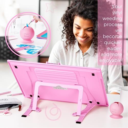 iVyne Berry Suctioned Vinyl Weeding Scrap Collector & Holder for Weeding Tools for Vinyl - Pink iVyne