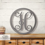 Precision Cut Unfinished Wood Vines Circle Monogram Letter Back40Life