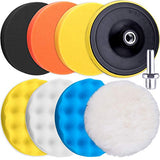 SIQUK 9 Pieces 5 Inch Buffing Pads Kit Foam Buffer Polisher Pads 5 Inch Hook and Loop Polishing Pads Buffer Attachment for Drill SIQUK