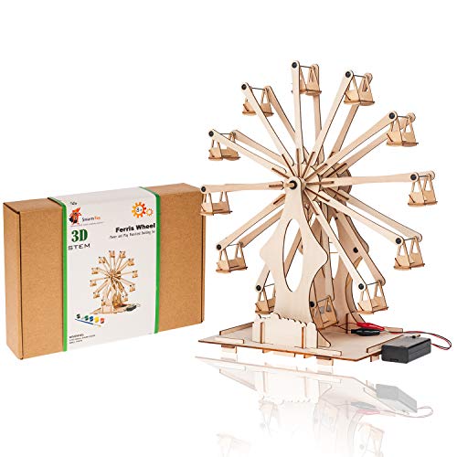 Smartstoy Wooden Ferris Wheel - STEM Projects for Kids Ages 8-12 -16 Engineering Kit, 3D Puzzles Roller Coaster Building Set - DIY Educational Model - WoodArtSupply