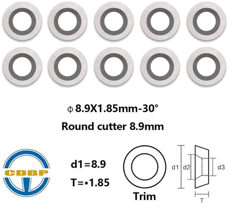 CDBP 8.9mm(1/3 inch) Round Carbide Inserts for Woodturning, R8.9×1.85mm Indexable Carbide Cutter fits for DIY Woodworking Lathe Wood Turning Finisher CDBP