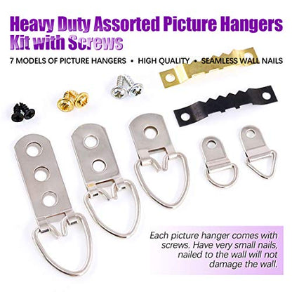 Swpeet 415Pcs Picture Hangers Kit with Screws, Heavy Duty Assorted Picture Hangers Assortment Kit for Picture Hanging Solutions with Transparent Box - WoodArtSupply