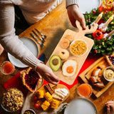 Bamboo Cutting Board with Antler Handle Christmas Wooden Serving Board Bamboo Wood Cheese Charcuterie Board Decorative Carving Cutting Board for AWIZOM