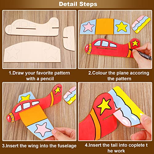Gejoy 8 Packs Wooden Model Airplane Wood Planes DIY Balsa Wood Airplane Kits Handicraft Toy Plane for Birthday Carnival Party