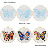 Anidaroel 3 Sets Butterfly Flower Pattern Embroidery Starter Kit for Beginners, Stamped Cross Stitch Kits for Beginners Adults Include Embroidery Anidaroel