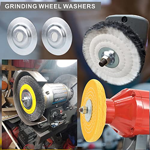 Motcoda OD3-1/10'' x ID 5/8'' 1 Set &OD2-1/10'' x ID 1/2'' 1 Set Bench Grinder Arbor Washer/Flange for Grinding polishing Wire Wheel Buffing Motcoda
